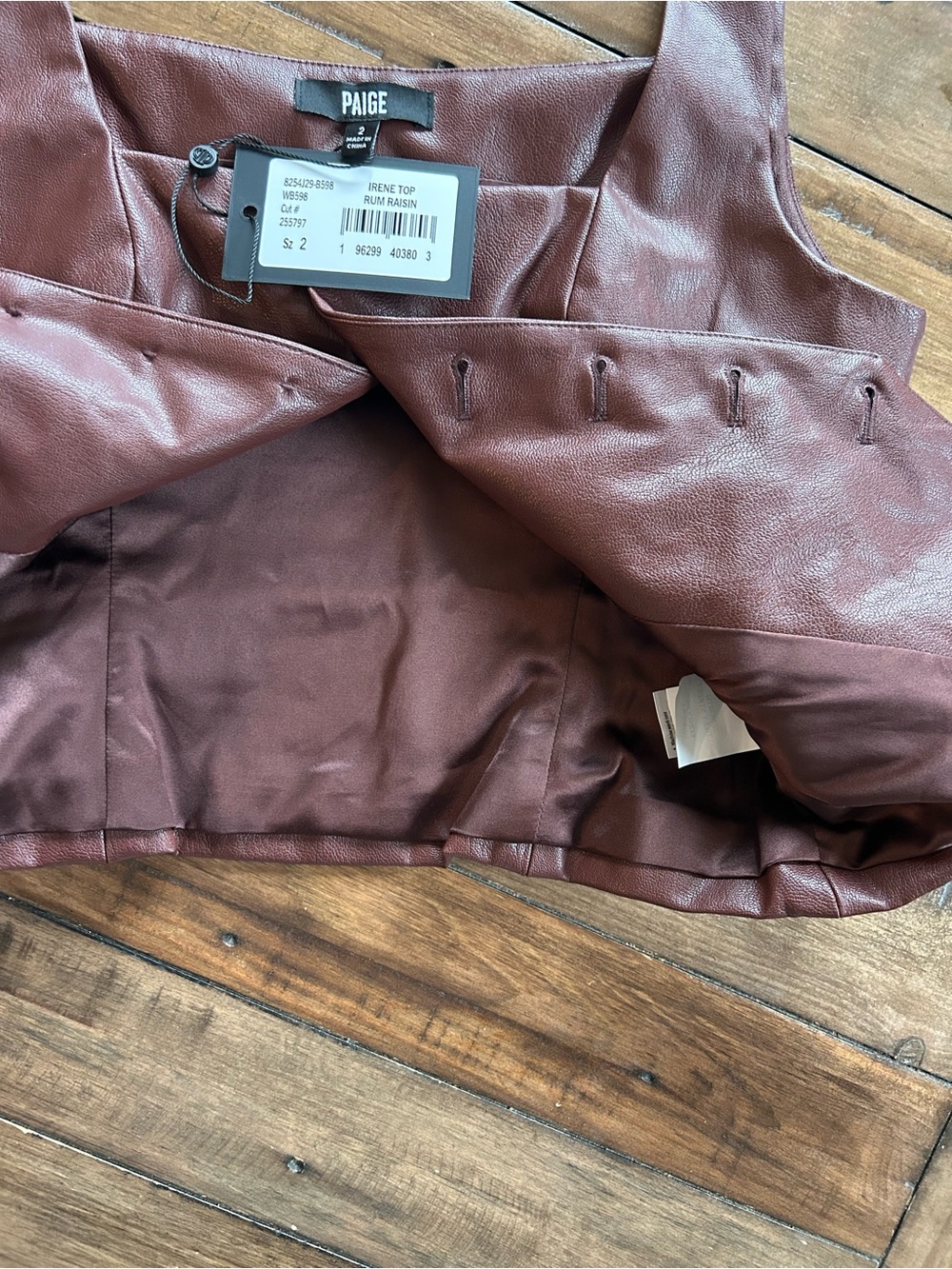 NWT Paige Irene Vegan Leather Vest Rum Raisin Burgundy 2 - Picture 9 of 12
